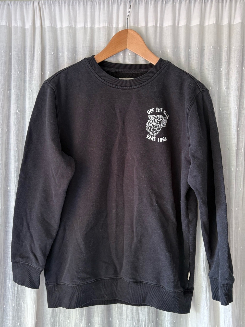 Vans Black Crewneck Sweatshirt with Small Tiger Chest Logo